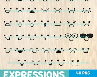 Expressies clipartbundel - emoties PNG-set - gevoelens - schattige cartoonafbeeldingen - sublimatie - gezichtsuitdrukkingen - emoticons - educatief