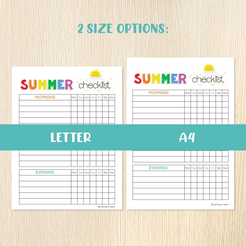 Printable Editable SUMMER Daily Checklist for Kids, Chore Chart ...