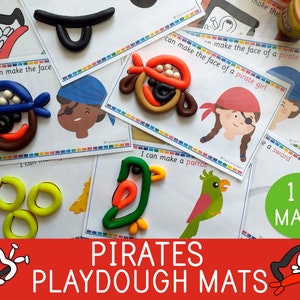 Pirates Playdough Mats, Play Doh, Preschool, Kindergarten Activity, Pirates Birthday Party Game, Party Favors,Fine Motor Skills, Party Craft