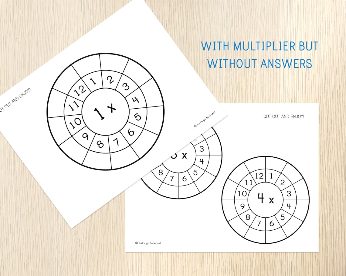Multiplication Wheels and Worksheets, 1 to 12 Times Tables, Math ...