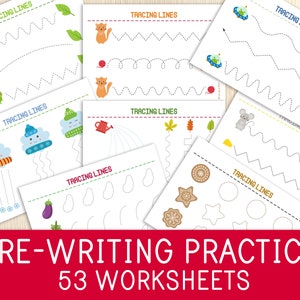 Tracing Practice Worksheets - Pre-Writing Activities - Line Tracing - Toddler, Preschool - Handwriting - Busy Book Pages - Homeschool