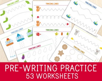 Tracing Practice Worksheets - Pre-Writing Activities - Line Tracing - Toddler, Preschool - Handwriting - Busy Book Pages - Homeschool
