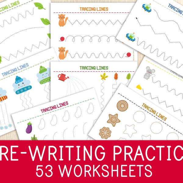 Tracing Practice, Pre-Writing Worksheets, Line Tracing, Toddler, Preschool, Handwriting Practice, Busy Book, Busy Binder, Homeschool