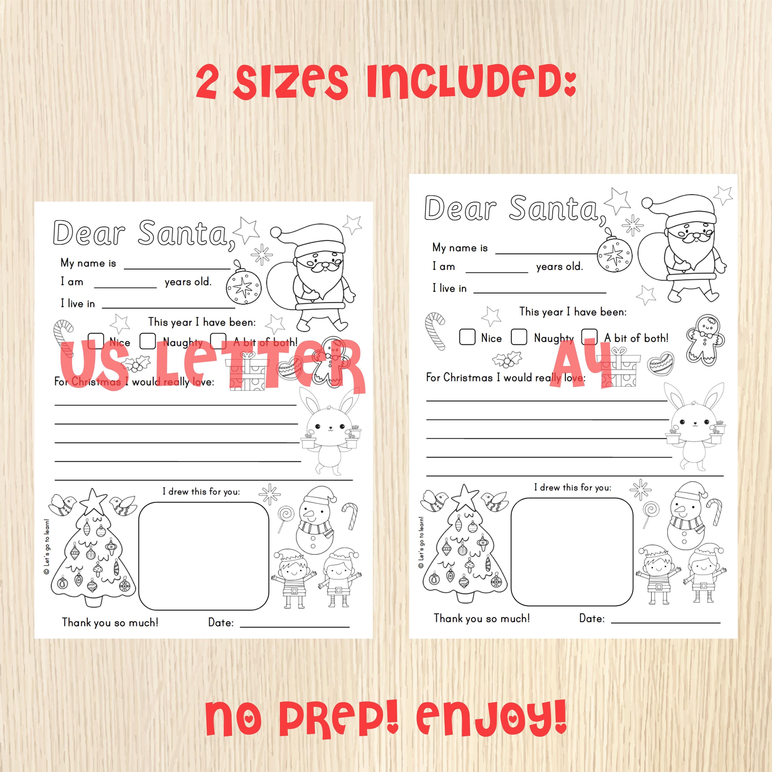 Letter to Santa Coloring Page - Kids Christmas Wish List - Printable ...