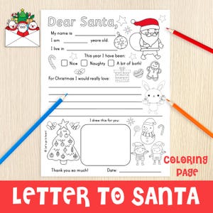 Brief an den Weihnachtsmann - Ausmalbild für Kinder - druckbare Ausmalseite zum Ausdrucken