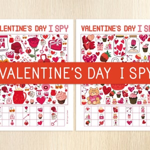 Día de San Valentín, Veo, Juego de San Valentín, Juego de fiesta, Actividad para niños, Busca y encuentra, Preescolar, Juego de contar, Juegos familiares, Juegos imprimibles