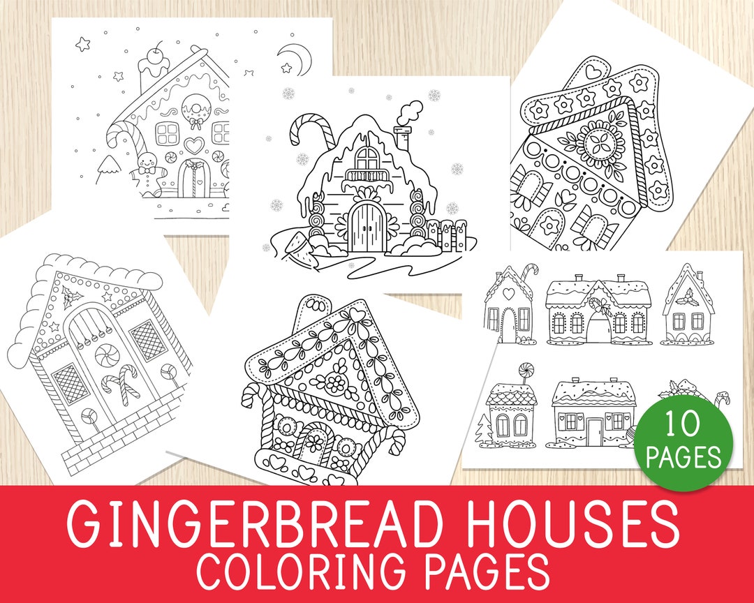 Gingerbread Houses Coloring Pages Kids Christmas Coloring
