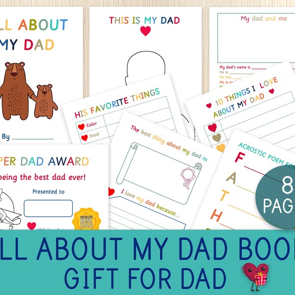 All About My Dad Book, Father's Day Gift, Birthday, Present for Dad, Craft for Kids, Father's Day Questionnaire, Happy Father's Day, No Prep
