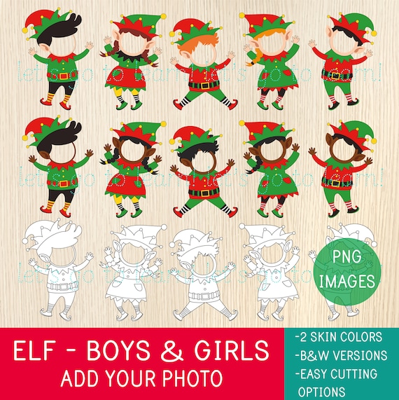 Elf Add Your Photo Craft, Your Own Picture, Elf Clipart, Elves PNG, Class & Home Decor, Christmas Bulletin Board, Sublimation Cute Elf, Xmas