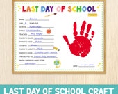 Last Day of School, Handprint School Keepsake, End Of School Questionnaire, Year In Review, Interview, Printable Activity, Sign, Graduation