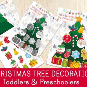 Puede incluir: Una actividad de decoración de árbol de Navidad imprimible para niños pequeños y preescolares. La actividad incluye un contorno de árbol de Navidad verde y una hoja de adornos de árbol de Navidad coloridos para cortar y pegar en el árbol.