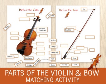 Parts of the Violin and Bow, Matching Activity, With Answer Keys , Music School, Musical Instruments, String Instruments,All Ages,Homeschool