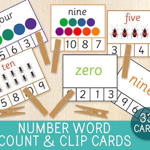 Cartes à découper Mots numériques, Compter et cartes à découper, Cartes-éclair, Nombres de 0 à 10, Jardin d'enfants, Activité pour la maternelle, Jeu de comptage, Centres de mathématiques