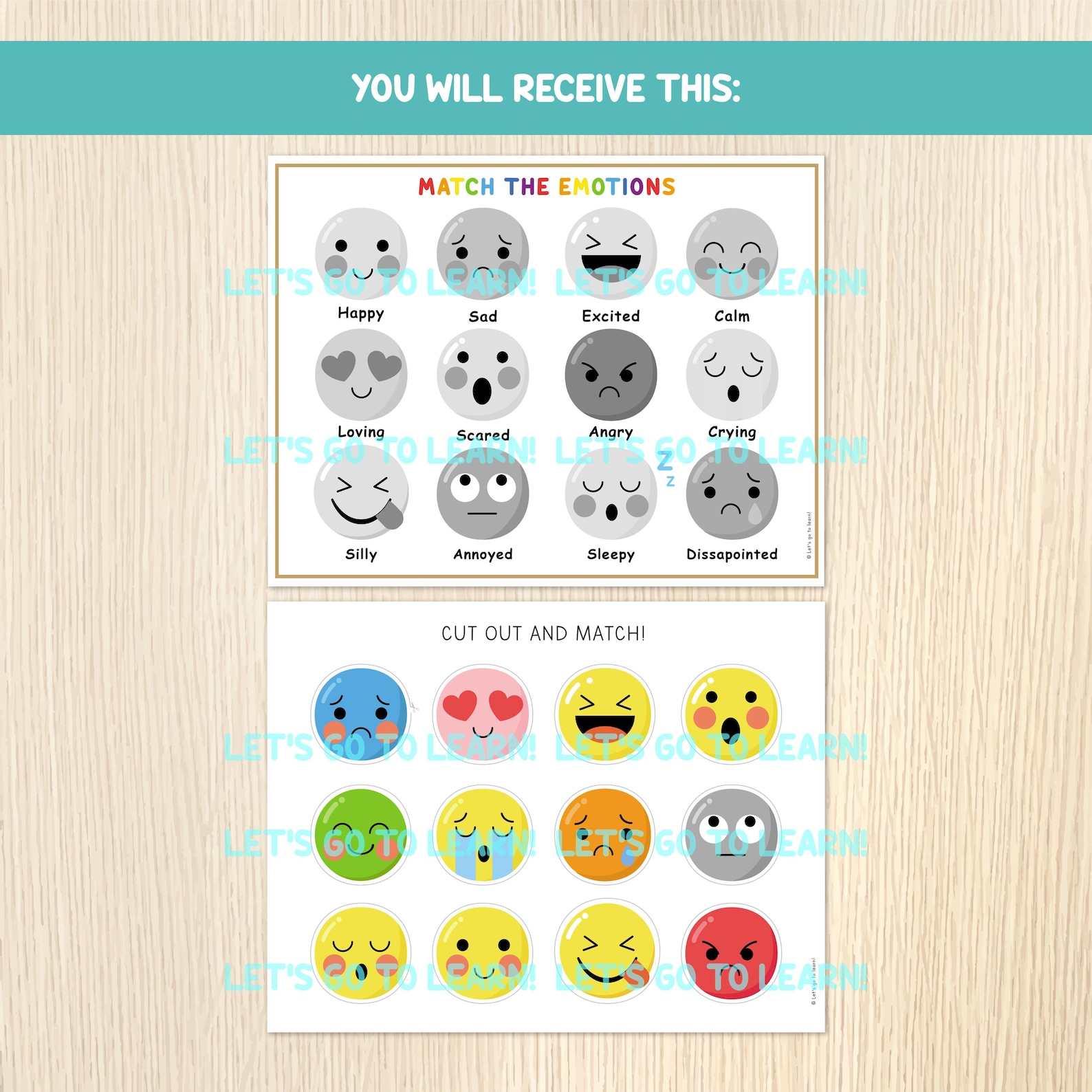 Emotions Matching Activity for Kids - Toddler, Preschool, Kindergarten ...