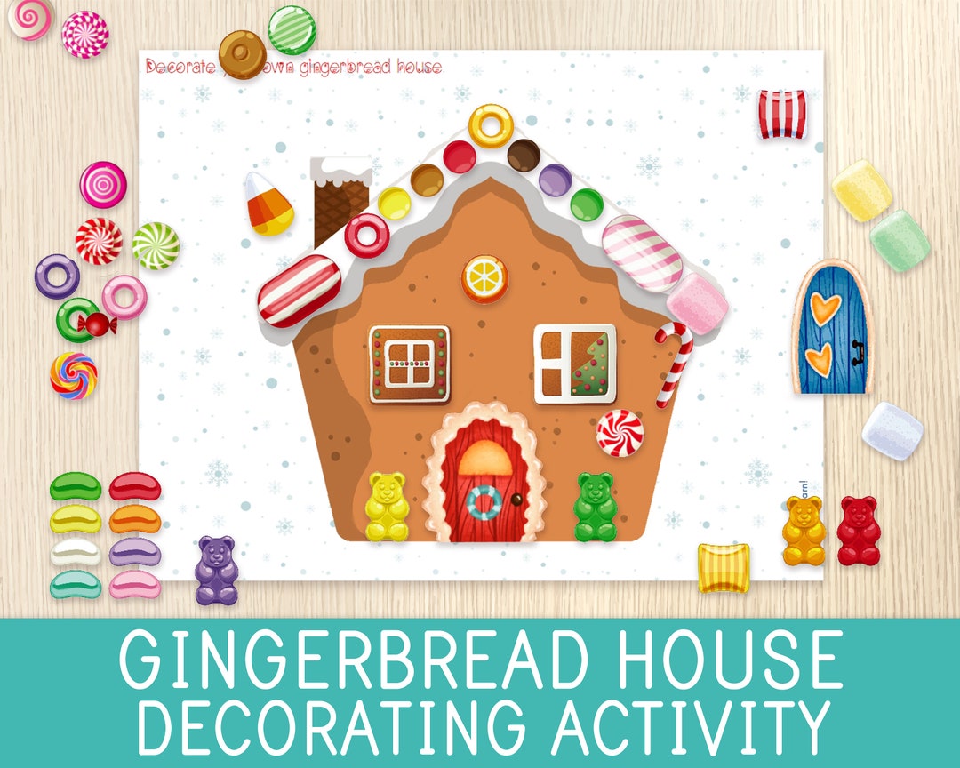 Gingerbread House Decorating Activity Christmas Game Paper