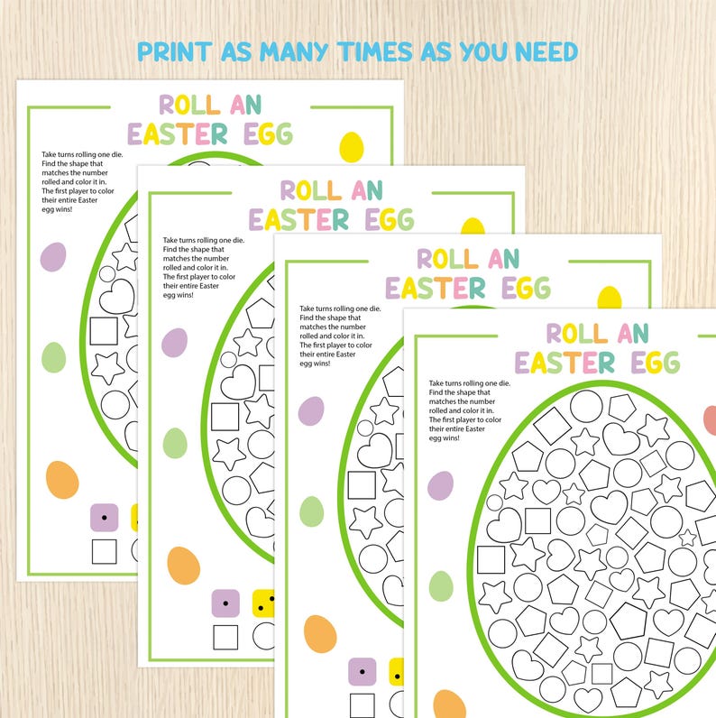 Roll an Easter Egg Game – Easter Math Dice Game – Shape Recognition ...