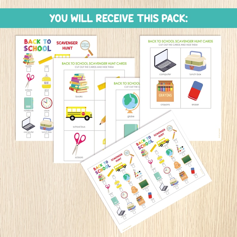 Back to School Scavenger Hunt, Indoor Outdoor Treasure Hunt With Cards ...