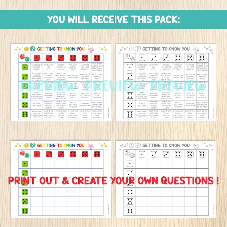Icebreaker-spel voor kinderen, vragen dobbelsteenbreker, 'roll & tell'-activiteit, kennismaken, terug naar school, gespreksstarters, feest afbeelding 2