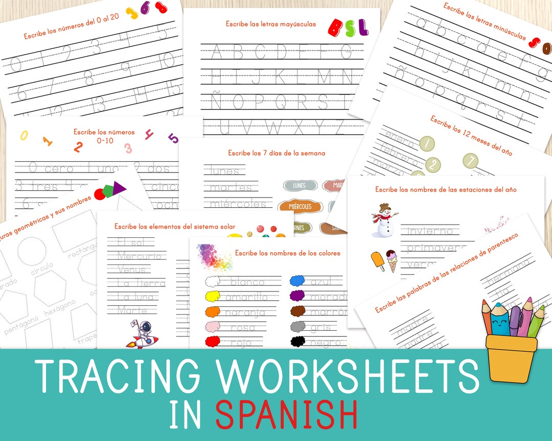 Tracing Worksheets in SPANISH Handwriting Practice Spanish Etsy