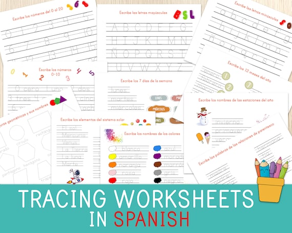 tracing worksheets in spanish handwriting practice spanish etsy