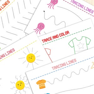 Tracing Practice Worksheets - Pre-Writing Activities - Line Tracing - Toddler, Preschool - Handwriting - Busy Book Pages - Homeschool image 6