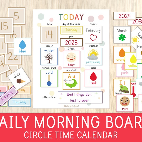 Daily Morning Board, Circle Time Calendar, Preschool & Kindergarten, Morning Basket, Educational Printable, Montessori, Homeschool, Chart