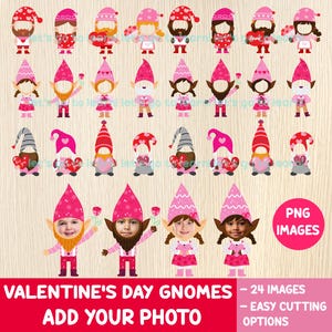 Valentijnskabouters Voeg je foto toe BUNDEL - Leuke fotolijsten voor kabouters - Idee voor prikbord Valentijnsdag - Voeg je gezicht toe - Clipart