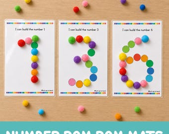 Number Pom Pom Mats Printable 0–10 — Toddler Preschool Number Recognition Activity — Fine Motor Math Center — Homeschool - PDF