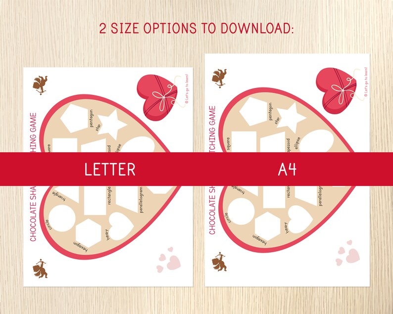 Valentine's Day Matching Game, Chocolate Shapes Matching Activity, 2D Shapes Learning, Preschool Centers, Kindergarten, Math, Busy Book Page image 4