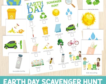 Earth Day Scavenger Hunt, Indoor Treasure Hunt with Cards to Hide, Printable Game for Kids, Home and Classroom Game, Printable Activity