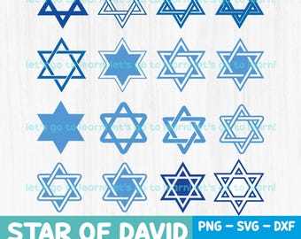 Star Of David Bundle PNG -  Jewish Star SVG - Hanukkah Clipart Set - Jewish Designs - Cricut & Silhouette Cut Files - Judaism - Hebrew