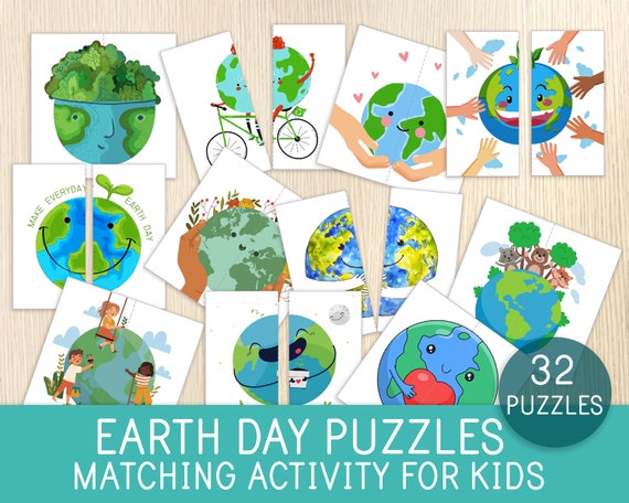 Earth Day Matching Game 32 Puzzles Matching Activity Game