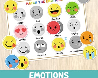 Emoties matchen activiteit voor kinderen - peuter, kleuterschool, kleuterschool - werkblad emotionele educatie - gevoelens - autisme - thuisonderwijs