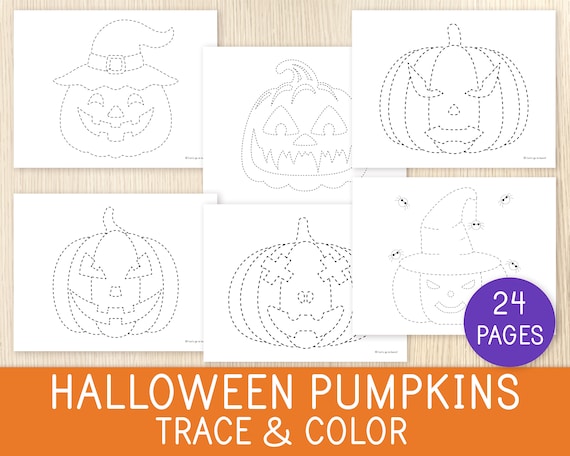 Halloween Pumpkins Tracing and Coloring Pages Halloween Party