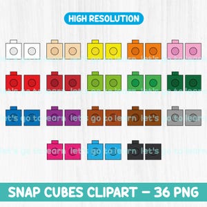 Snap Cubes Clipart Bundle - 18 Farben - Unifix, Verbindungswürfel - Mathezentren - Arbeitsblätter für Kinder - Lernmaterialien - Lernmaterialien