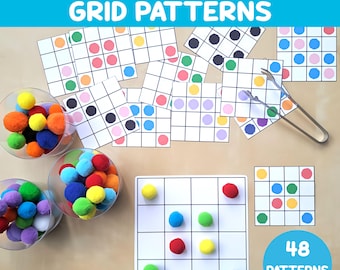 Pom Pom Patterns for Kids – Color Matching Activity for Toddlers – Fine Motor Skills Game – Montessori Preschool Learning - Educational Game