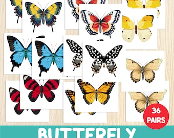 Butterfly Memory Game -  Matching Activity - Toddler, Preschool, Kindergarten - Spring Party - Centers - Kids Busy Bag Idea - Printable