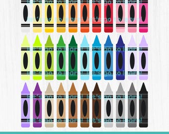 Kleurpotloden clipartbundel - ambachtelijke levering illustraties - schoolbenodigdheden - bronnen voor docenten - png-bestanden - terug naar school - krijtset - 33 kleuren
