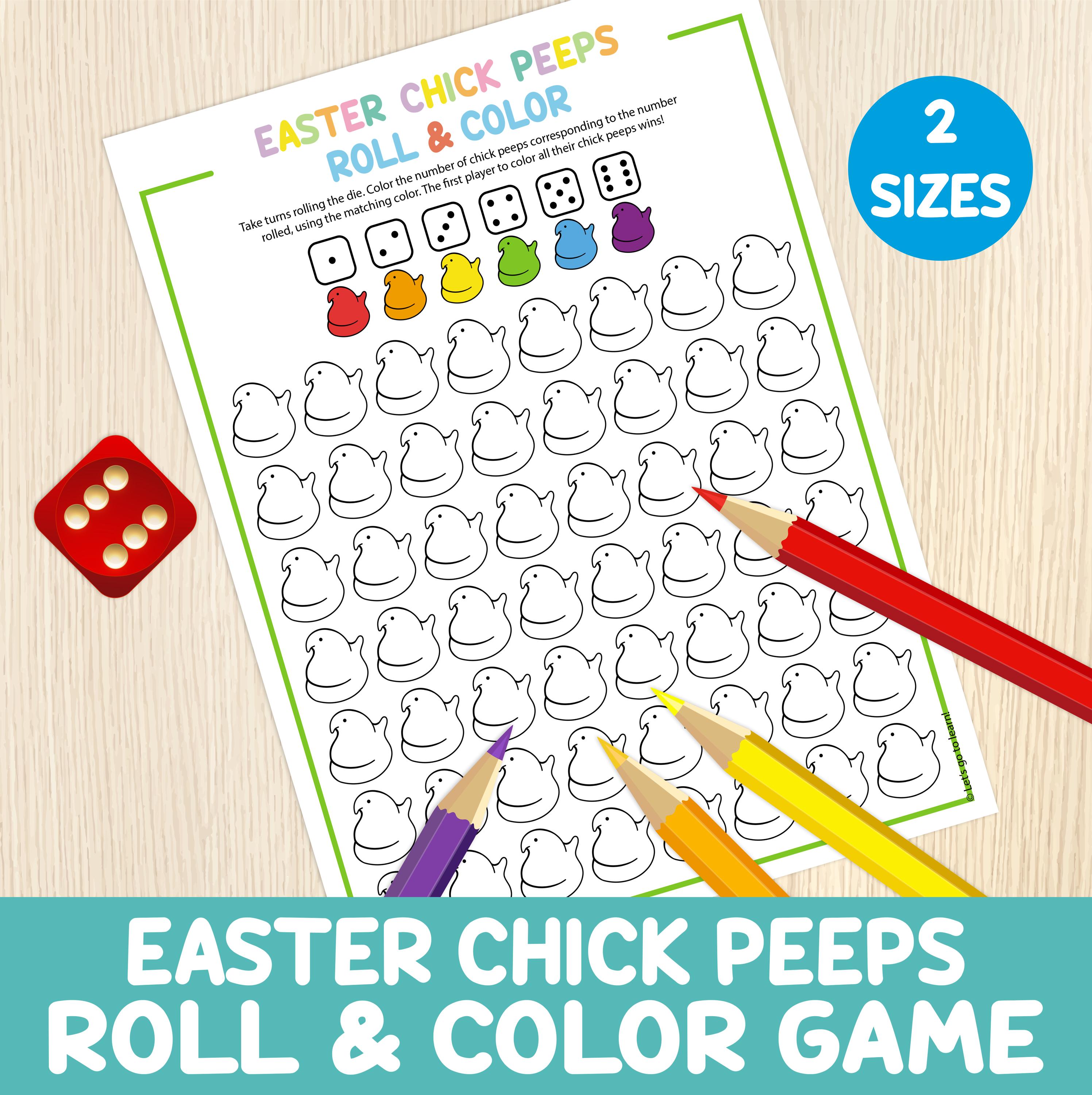Easter Chick Peeps Roll & Color Game - Easter Coloring Activity ...