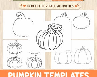 Pumpkin Templates Bundle — 12 Fall Pumpkin Outlines in 3 Sizes — Pumpkin Craft Patterns — Fall Art Activities for Kids & Adults - Preschool