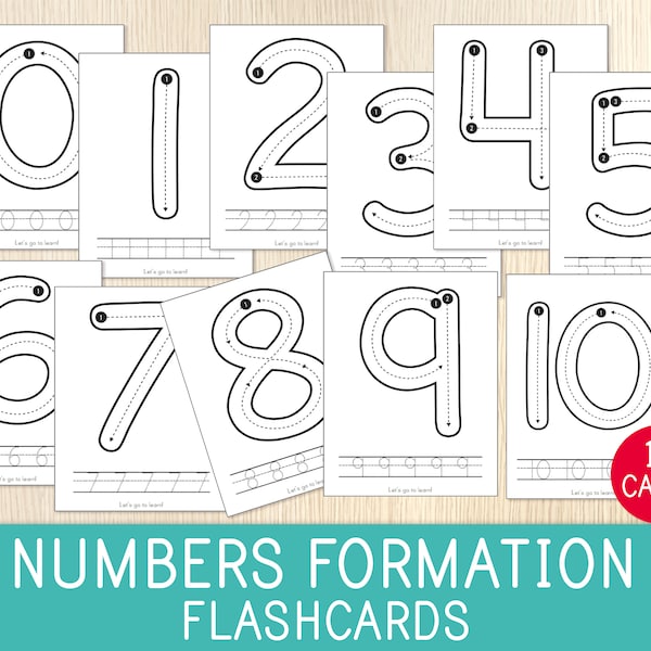 Numbers Formation Flashcards, 0 to 10 with Tracing Practice,  Math Cards, Preschool Centers, Fine Motor Skills, Printable Task Cards