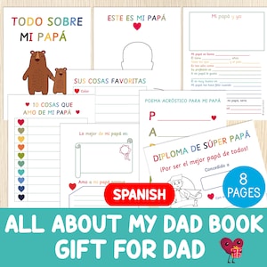 Alles over mijn vader Boek SPAANS, Vaderdagcadeau, verjaardag, cadeau voor vader, knutselen voor kinderen, Vaderdagvragenlijst, Fijne Vaderdag