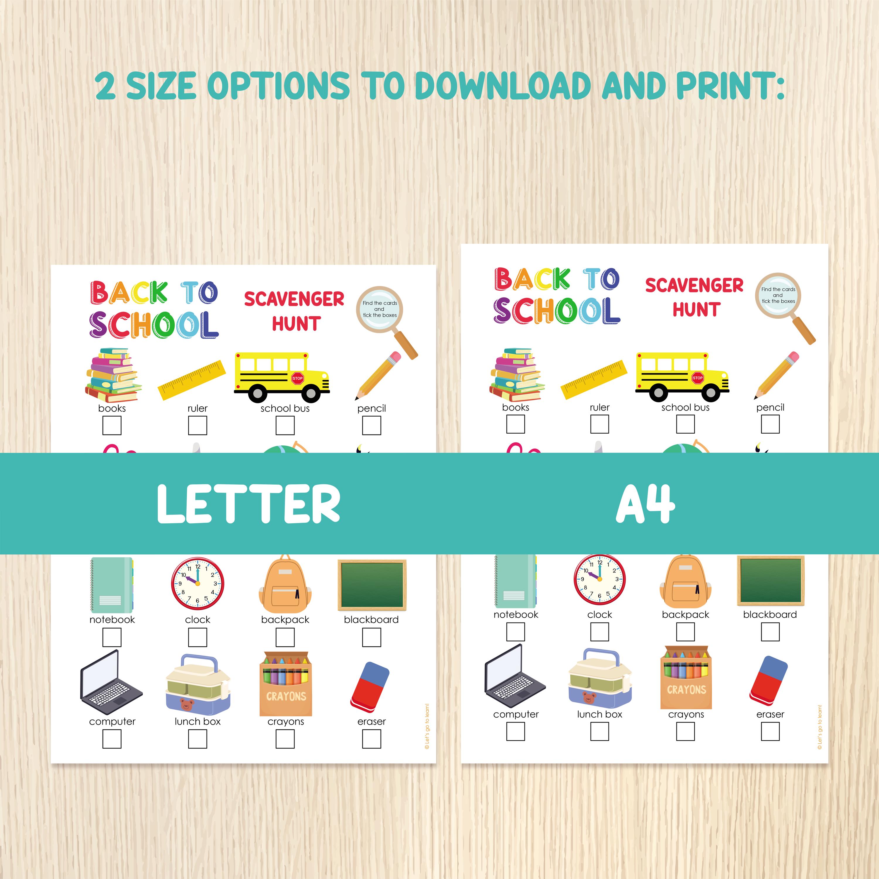 Back to School Scavenger Hunt, Indoor Outdoor Treasure Hunt With Cards ...