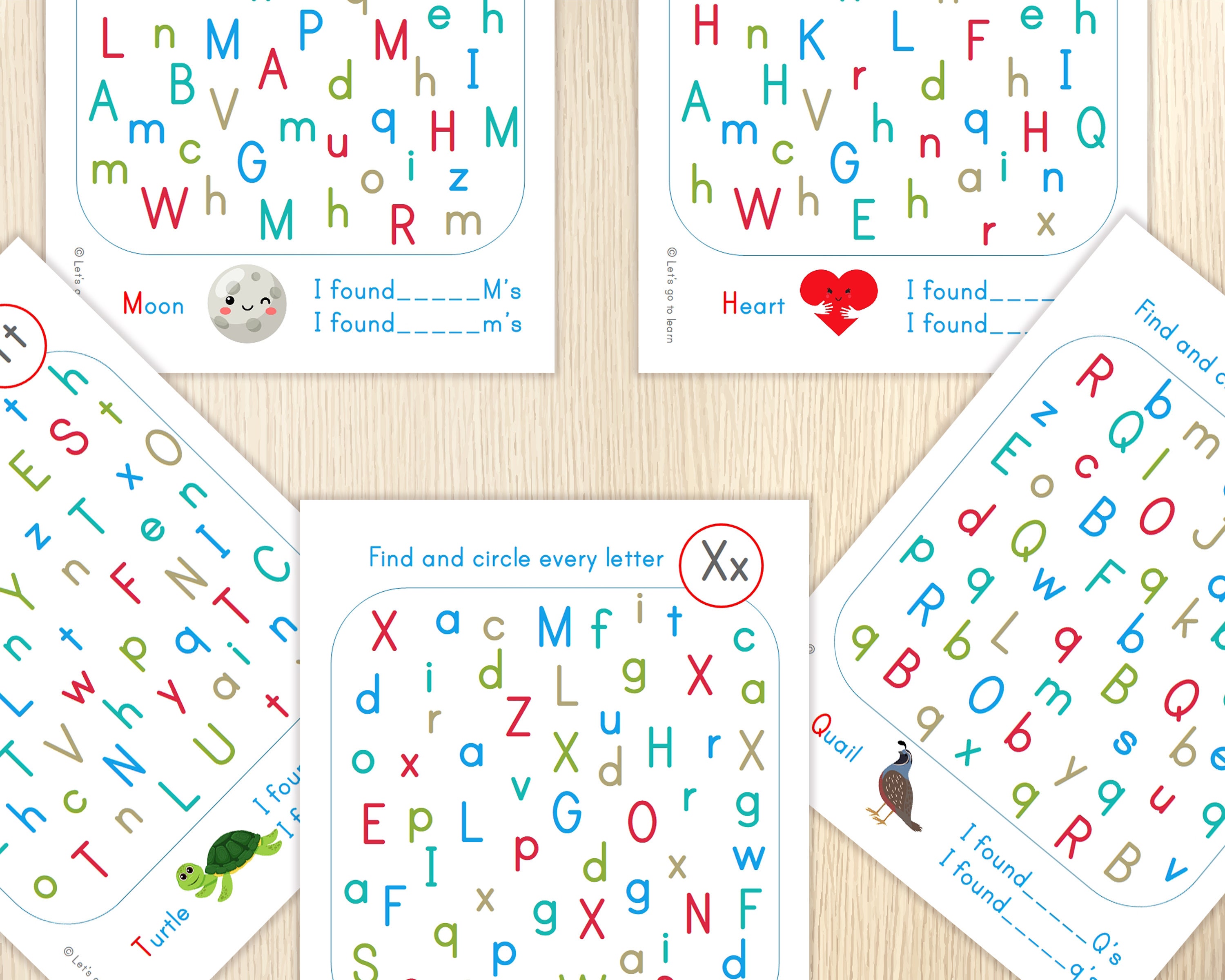 A to Z Letter Find Worksheets Upper & Lowercase Alphabet  Etsy