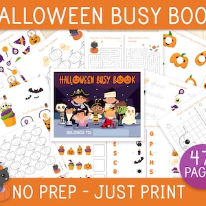 Halloween Busy Book, Learning Binder, Toddler, Preschool, Kindergarten, Homeschool, Worksheets For Kids, Fall, Autumn, Educational Games