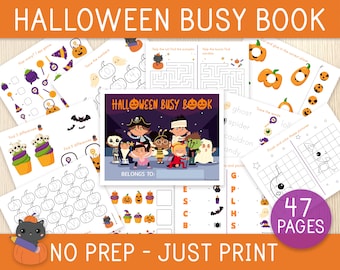 Halloween Busy Book, Learning Binder, Toddler, Preschool, Kindergarten, Homeschool, Worksheets For Kids, Fall, Autumn, Educational Games