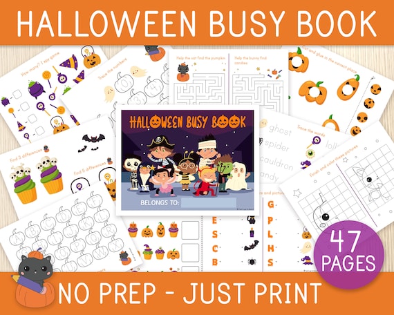 Halloween Busy Book NO PREP 47 Pages Learning Binder