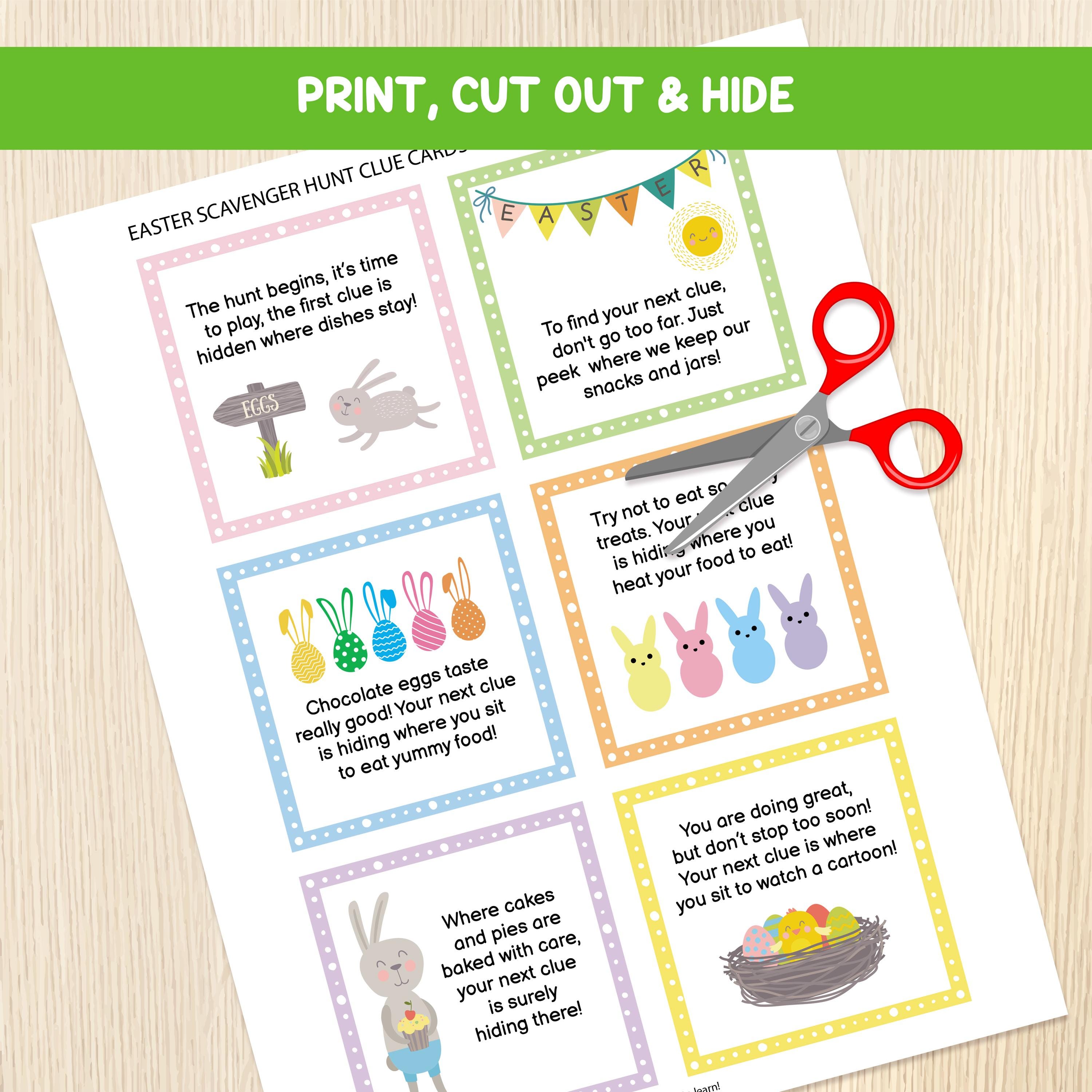 Easter Egg Hunt Clue Cards | Printable Easter Egg Hunt Clues | Easter ...