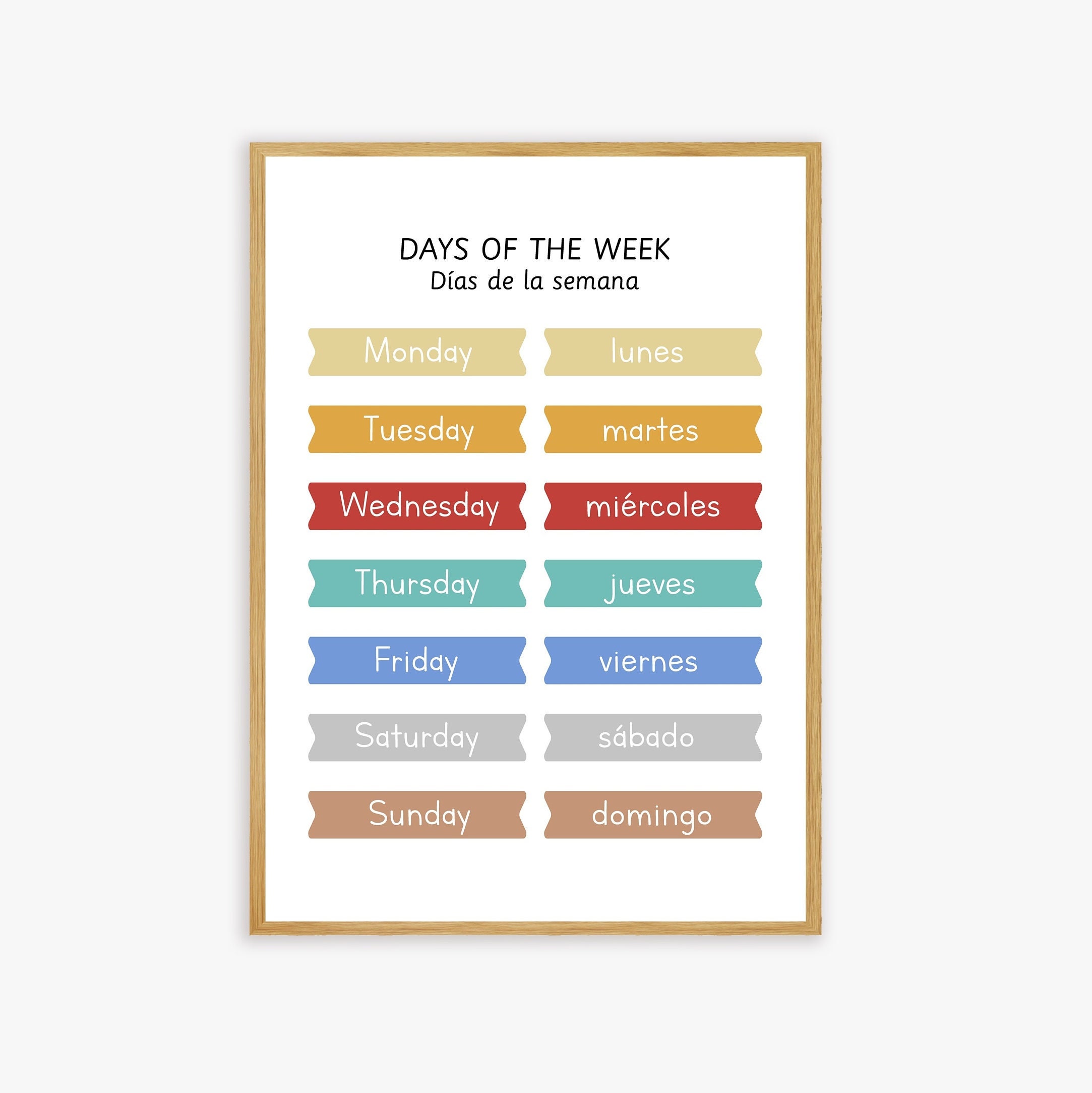 Days of the Week - Spanish Language Poster