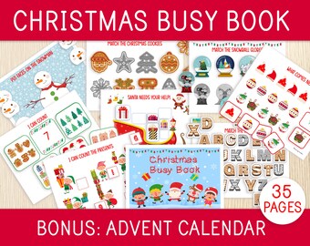 Christmas Busy Book, Toddlers, Preschool, Christmas Worksheets, Preschool Busy Book, Christmas Learning Binder, Advent Calendar, Holidays